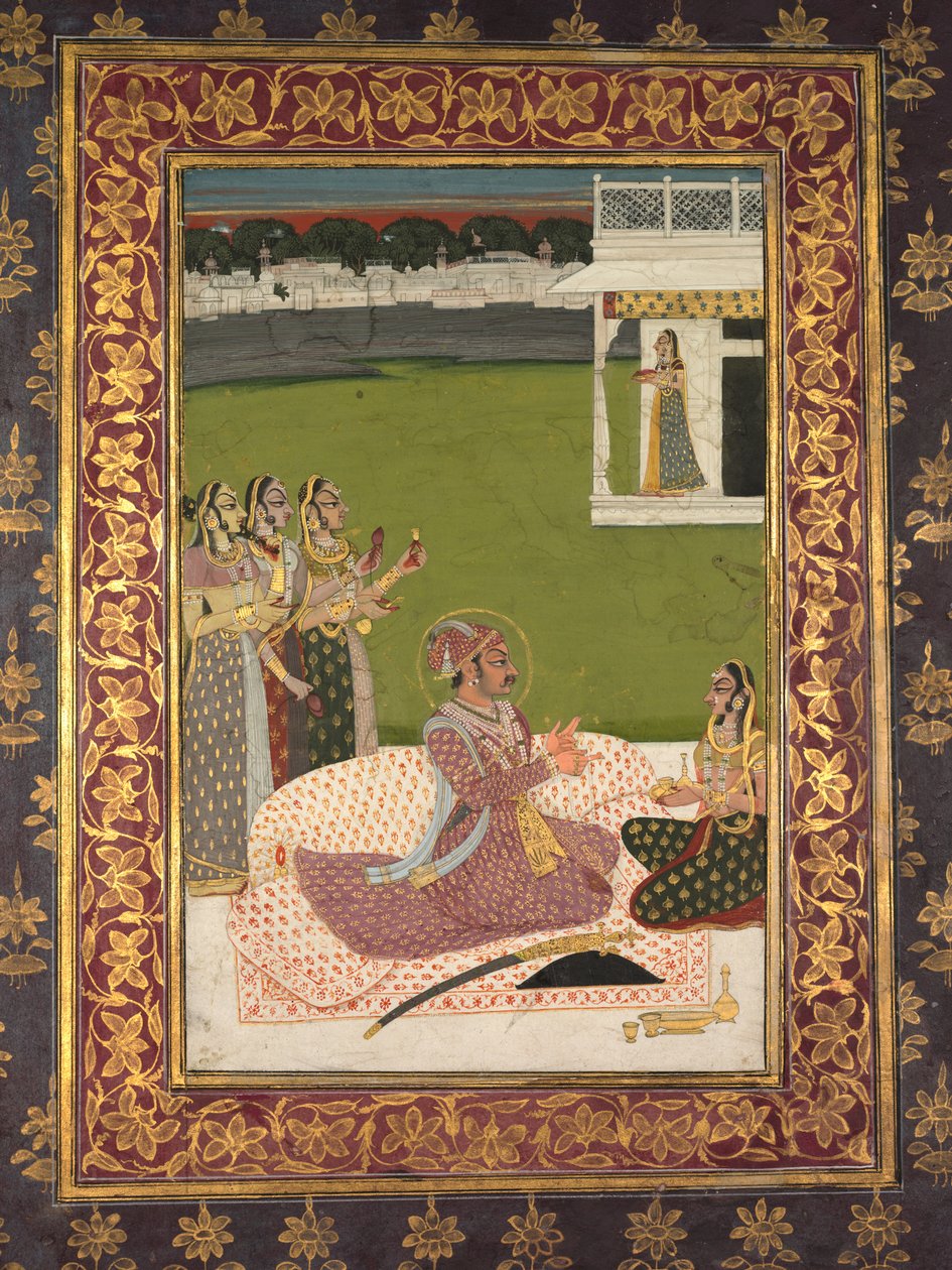 大公萨凡特·辛格（Maharaja Savant Singh）与配偶的肖像，巴尼他尼（Bani Thani），1700年代中期。 作者 尼哈尔·钱德（Nihal Chand）