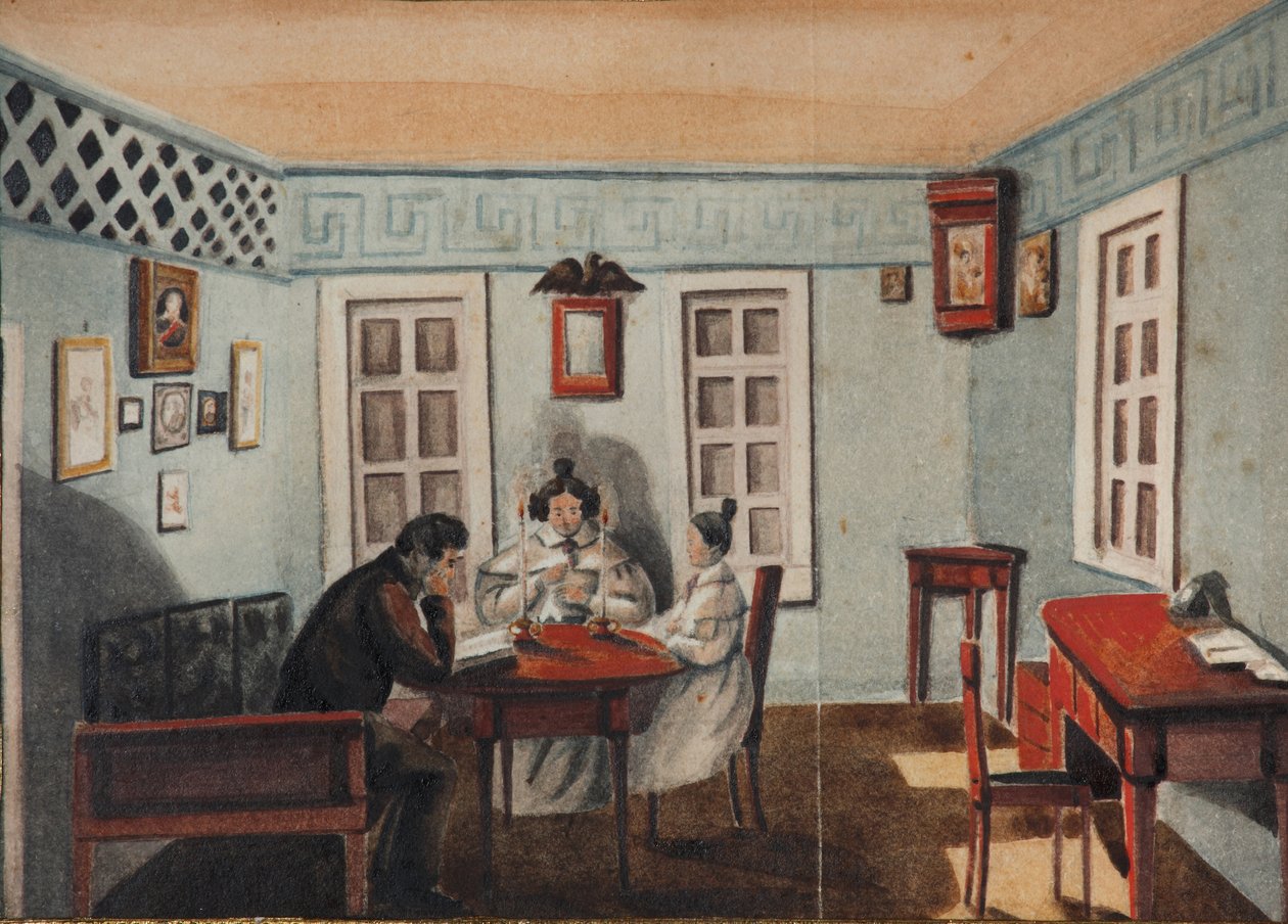 尼基塔-穆拉维约夫与流亡在伊尔库茨克省的女儿索菲亚，1837年 作者 尼基塔·米哈伊洛维奇·穆拉维约夫