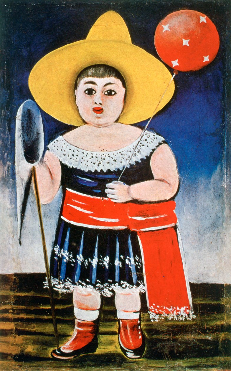带图案气球的小女孩，c1885-1918 作者 尼可·皮罗斯曼尼什维利（Niko Pirosmanishvili）