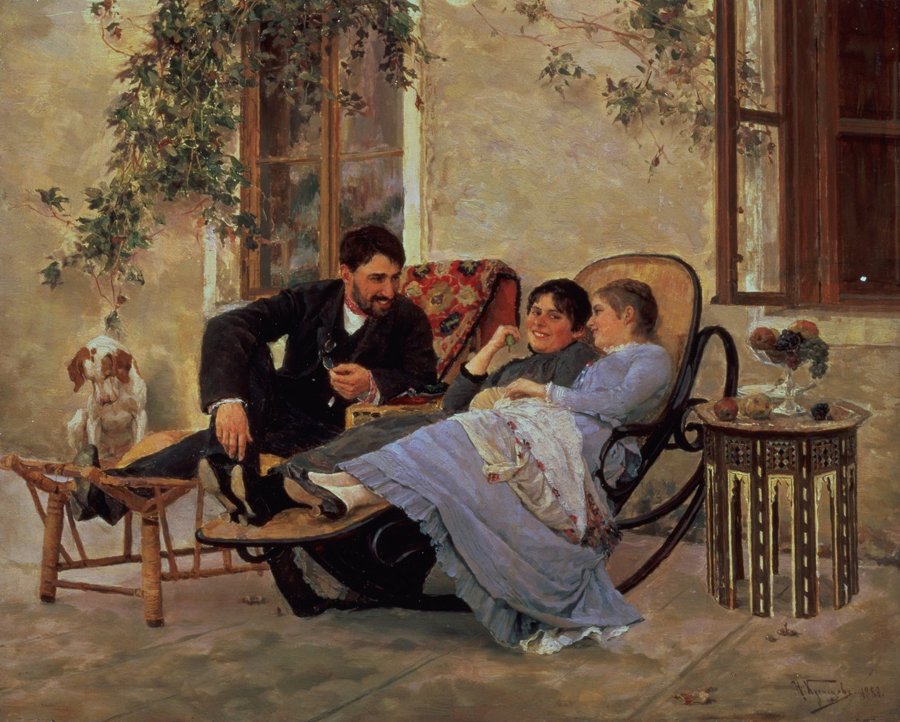 晚餐后，1888年 作者 尼古拉·德米特里耶维奇·库兹涅佐夫