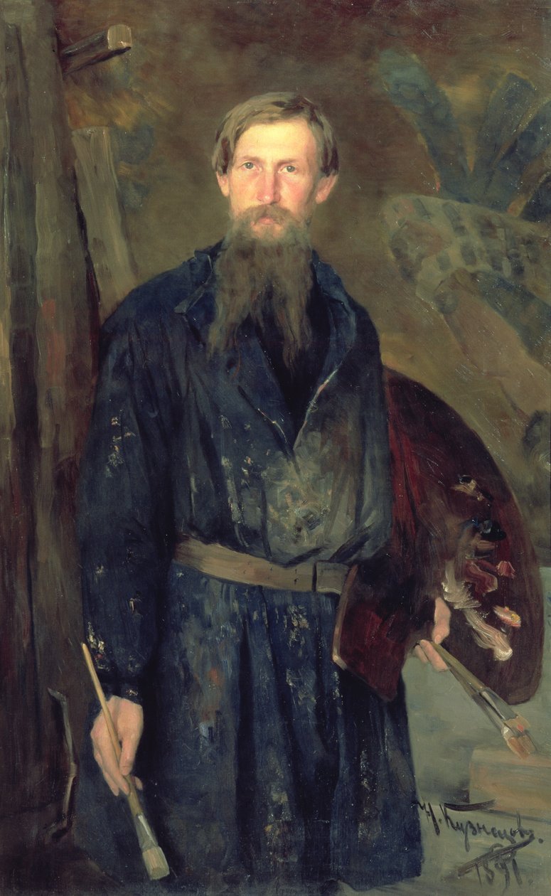 Victor Mikhailovich Vasnetsov（1848-1926），1891年的肖像（纸上油） 作者 尼古拉·德米特里耶维奇·库兹涅佐夫