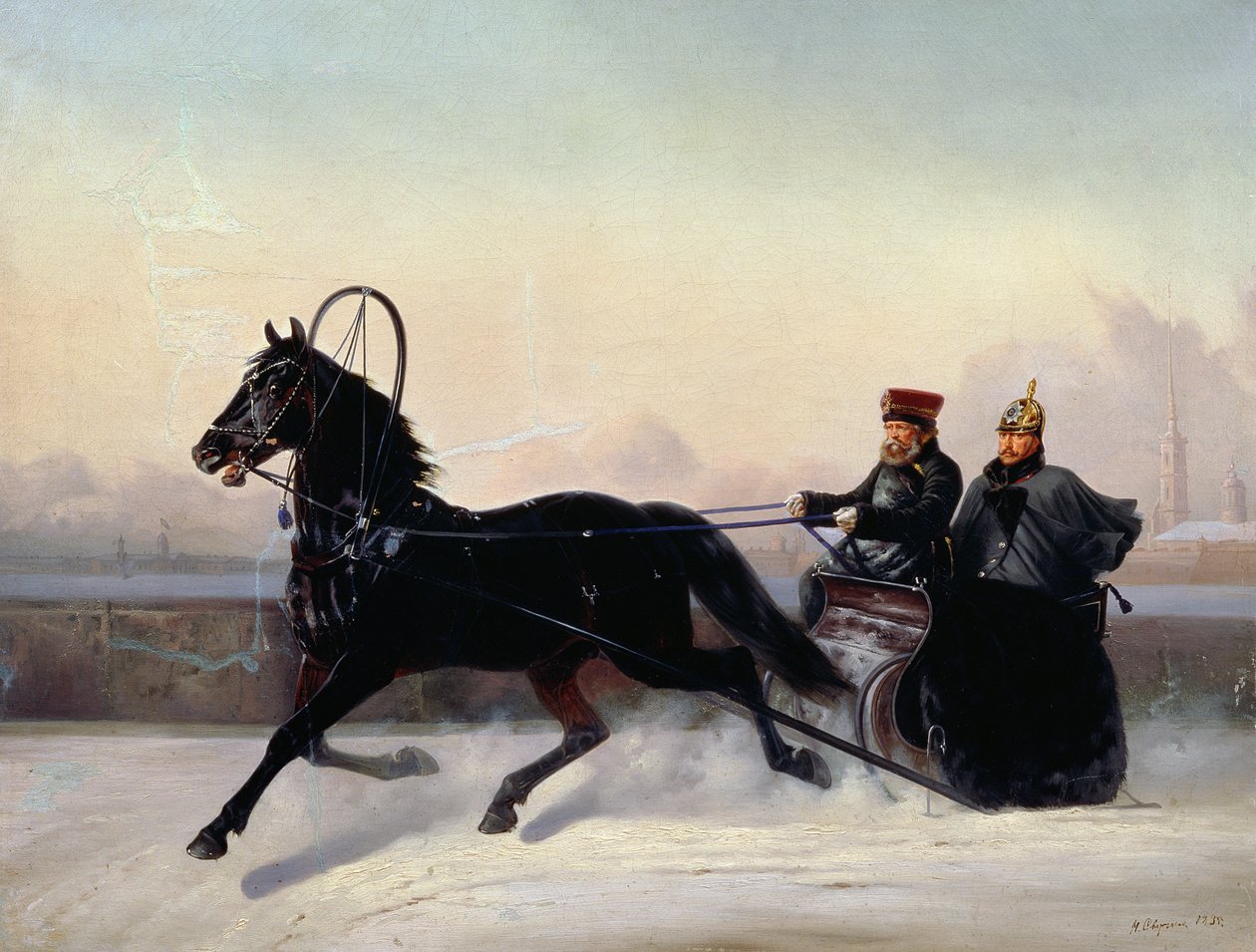 尼古拉斯一世皇帝（1796-1855）驾驶雪橇 作者 尼古拉·叶戈列维奇·斯维尔奇科夫