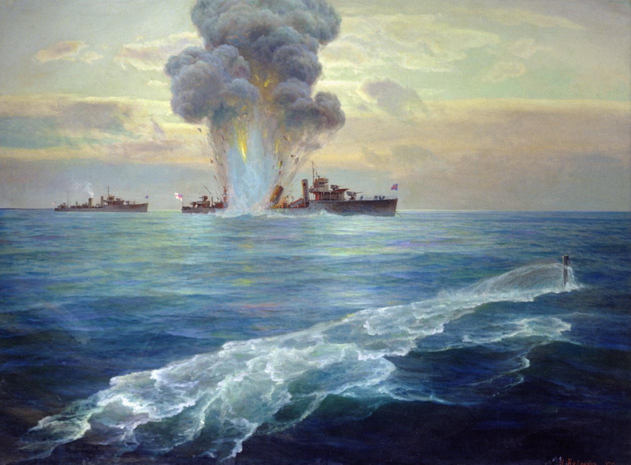 英国驱逐舰维多利亚于1919年9月1日1919年9月1日在塞斯卡里岛附近的Bolshevik潜艇Pantera鱼雷击沉 作者 尼古拉（Nikolai Evlampievich Bublikov）