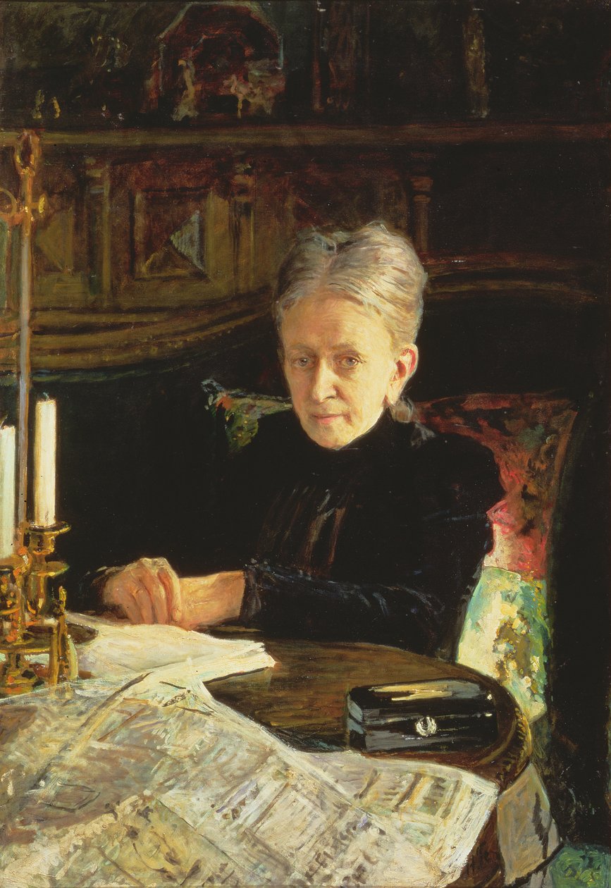 Elena Osipovna Likhacheva（1836-1904）的肖像作家和社会活动家，1892年 作者 尼古拉·尼古拉耶维奇·格