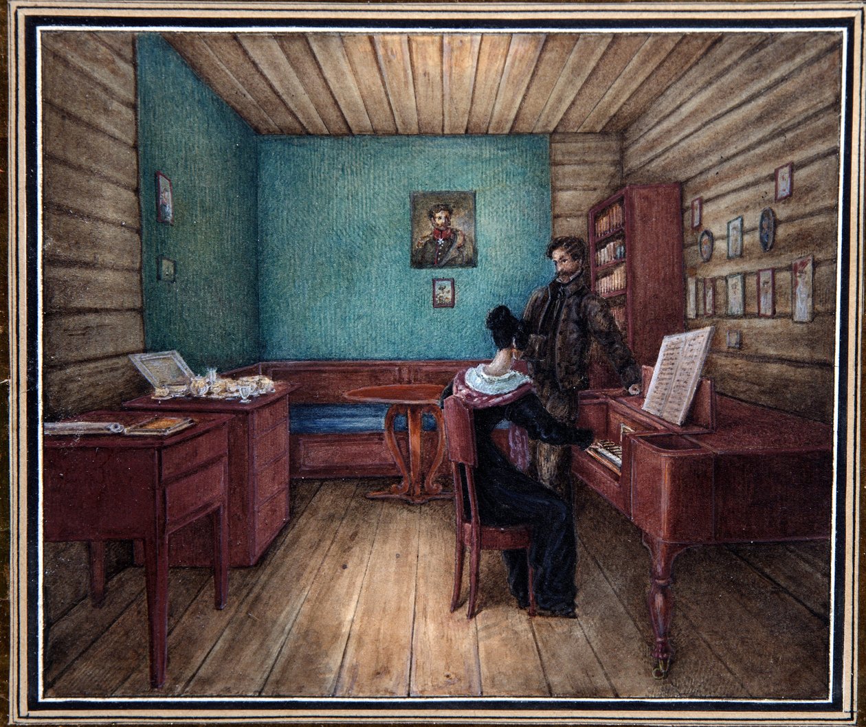 Serge Volkonsky 伯爵（1788-1865 年）和他的妻子（Maria Volkonskaia，？）在彼得保罗要塞（圣彼得堡）。(沃尔孔斯基伯爵与妻子在彼得监狱）。十二月党人（十二月党人）起义（1825 年）的领导者，在圣彼得堡彼得保罗要塞（圣彼得堡）起义之后 作者 Nikolai Alexandrovich Bestuzhev