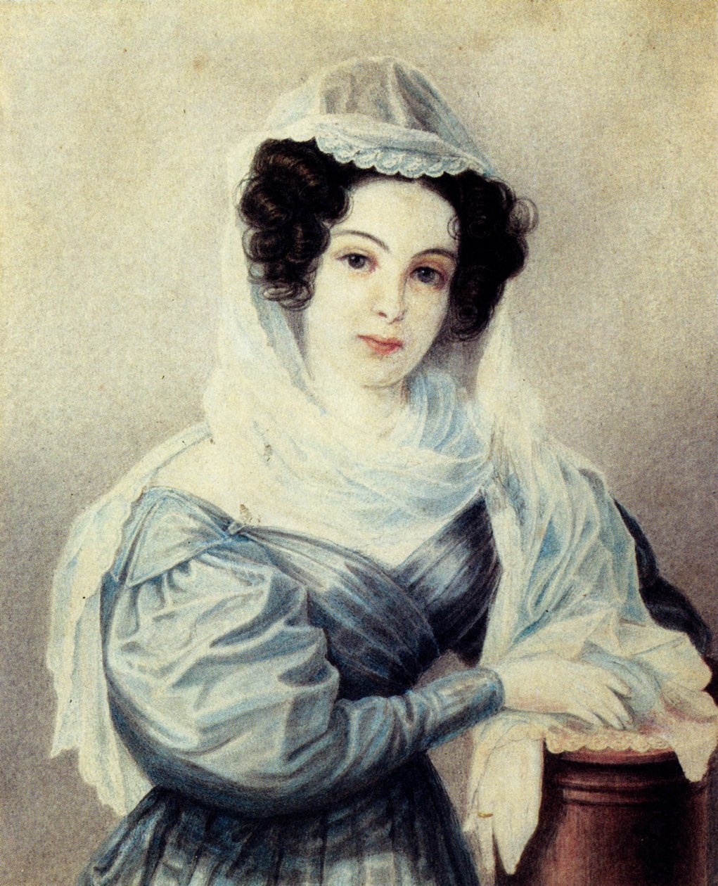 Camilla Ivasheva Le Dantieau的肖像1808-1839，Decembrist Vasily Ivashev的妻子，1834年 作者 Nikolai Alexandrovich Bestuzhev