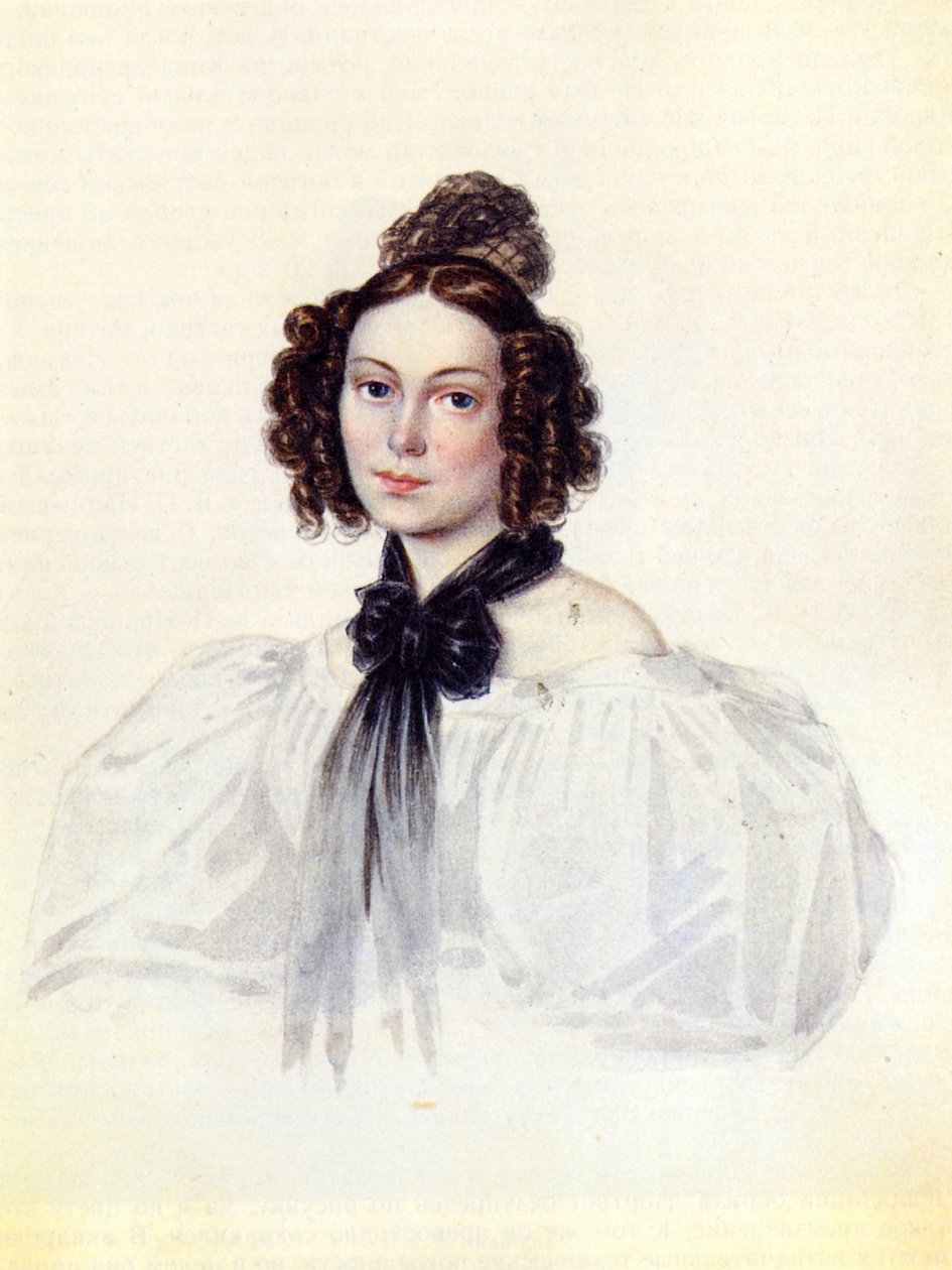 卡米拉·伊瓦莎娃·勒·丹蒂欧（Camilla Ivasheva Le Dantieau）肖像1808-1839，Decembrist Vasily Ivashev的妻子，1831年 作者 Nikolai Alexandrovich Bestuzhev