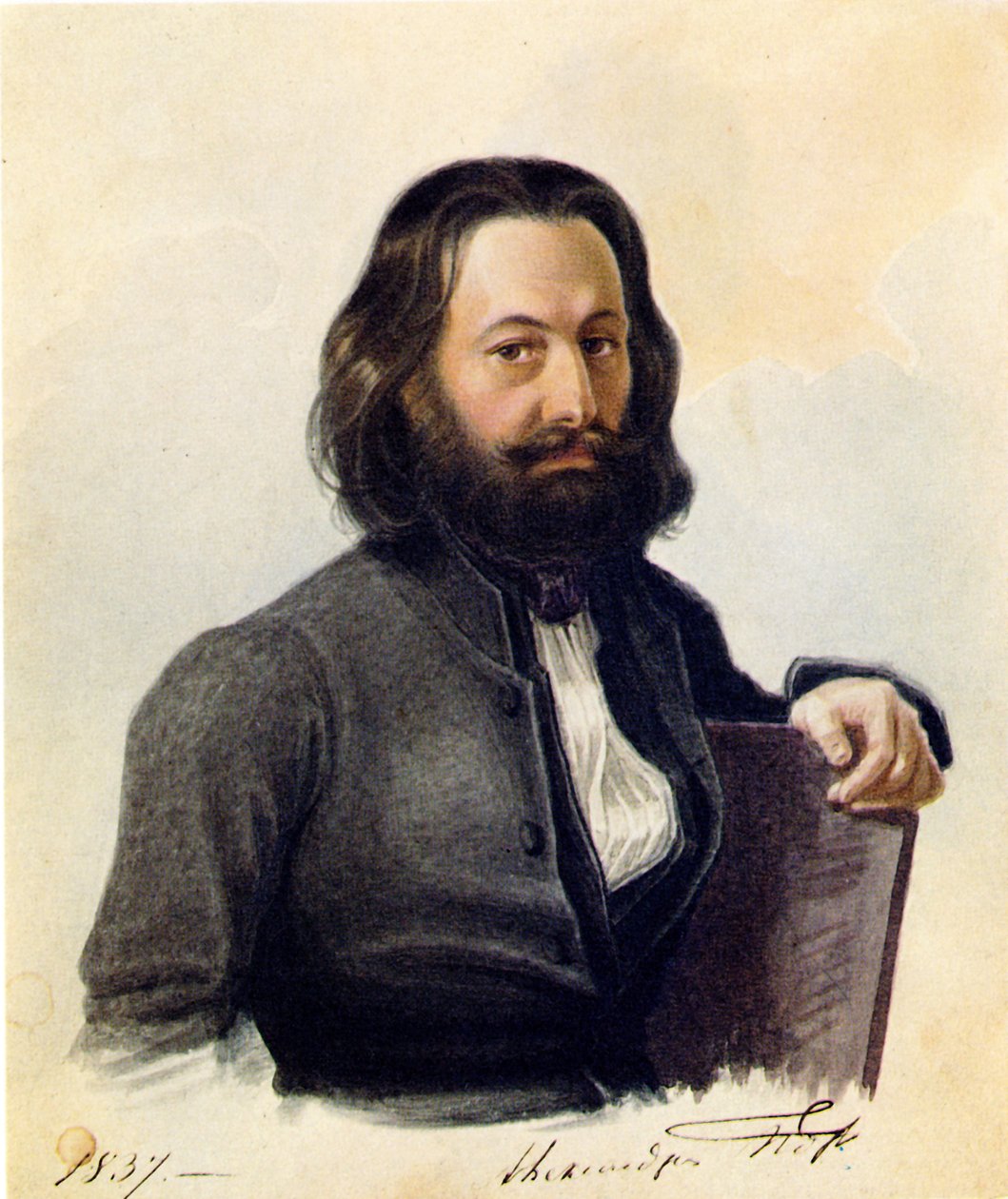 Decembrist Alexander V.Podzhio的肖像1798-1873年，1837年 作者 Nikolai Alexandrovich Bestuzhev