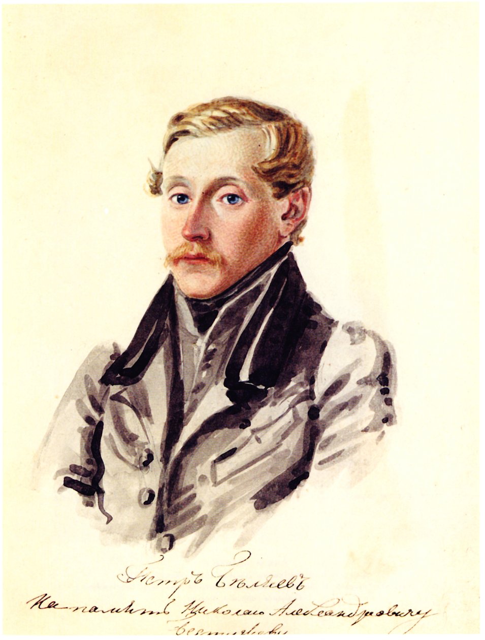 Decembrist Pyotr Belyaev的肖像1804-1864、1832-1833 作者 Nikolai Alexandrovich Bestuzhev