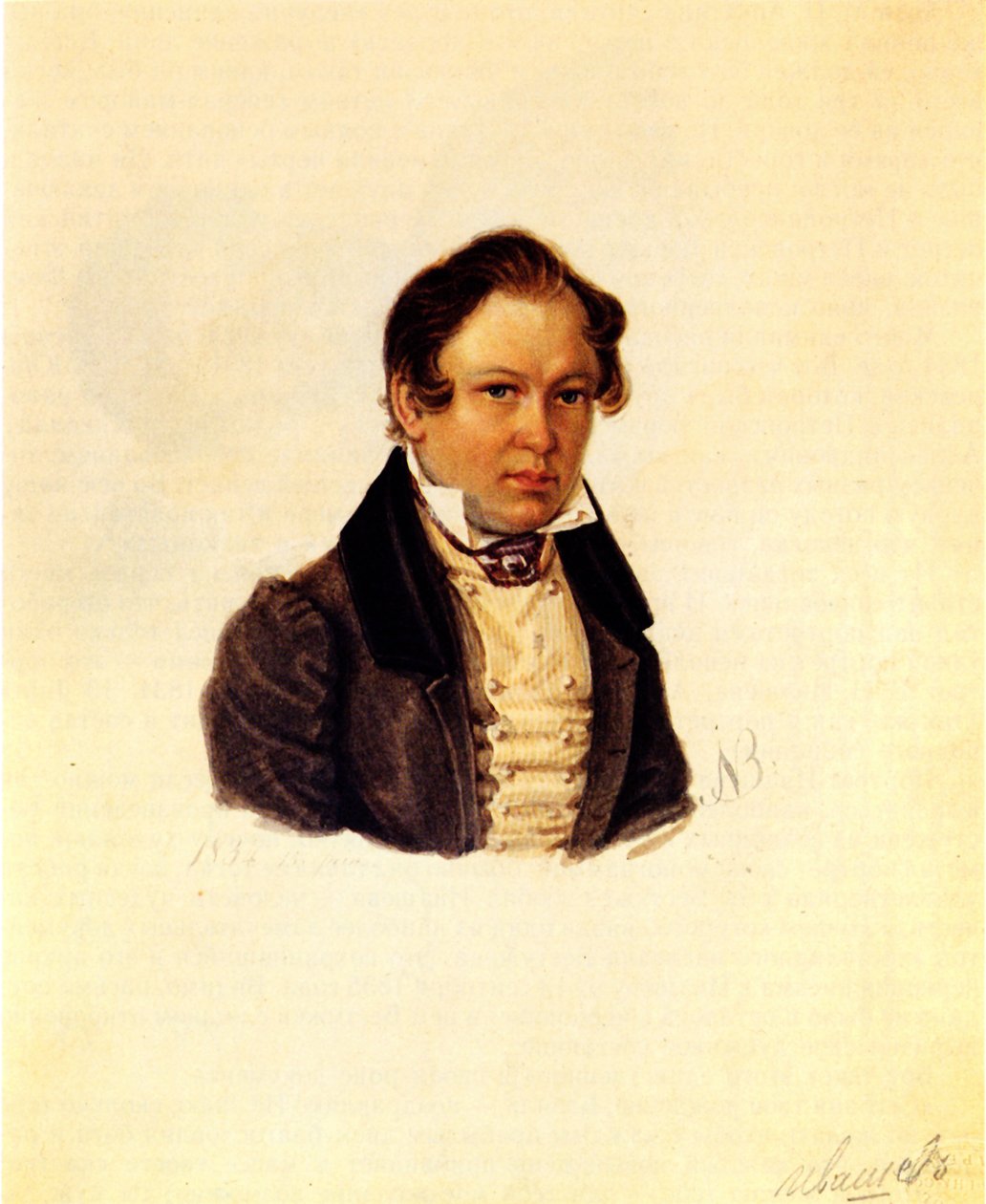 瓦西里·瓦西里·伊瓦舍夫（1794-1841）的肖像，1834年 作者 Nikolai Alexandrovich Bestuzhev