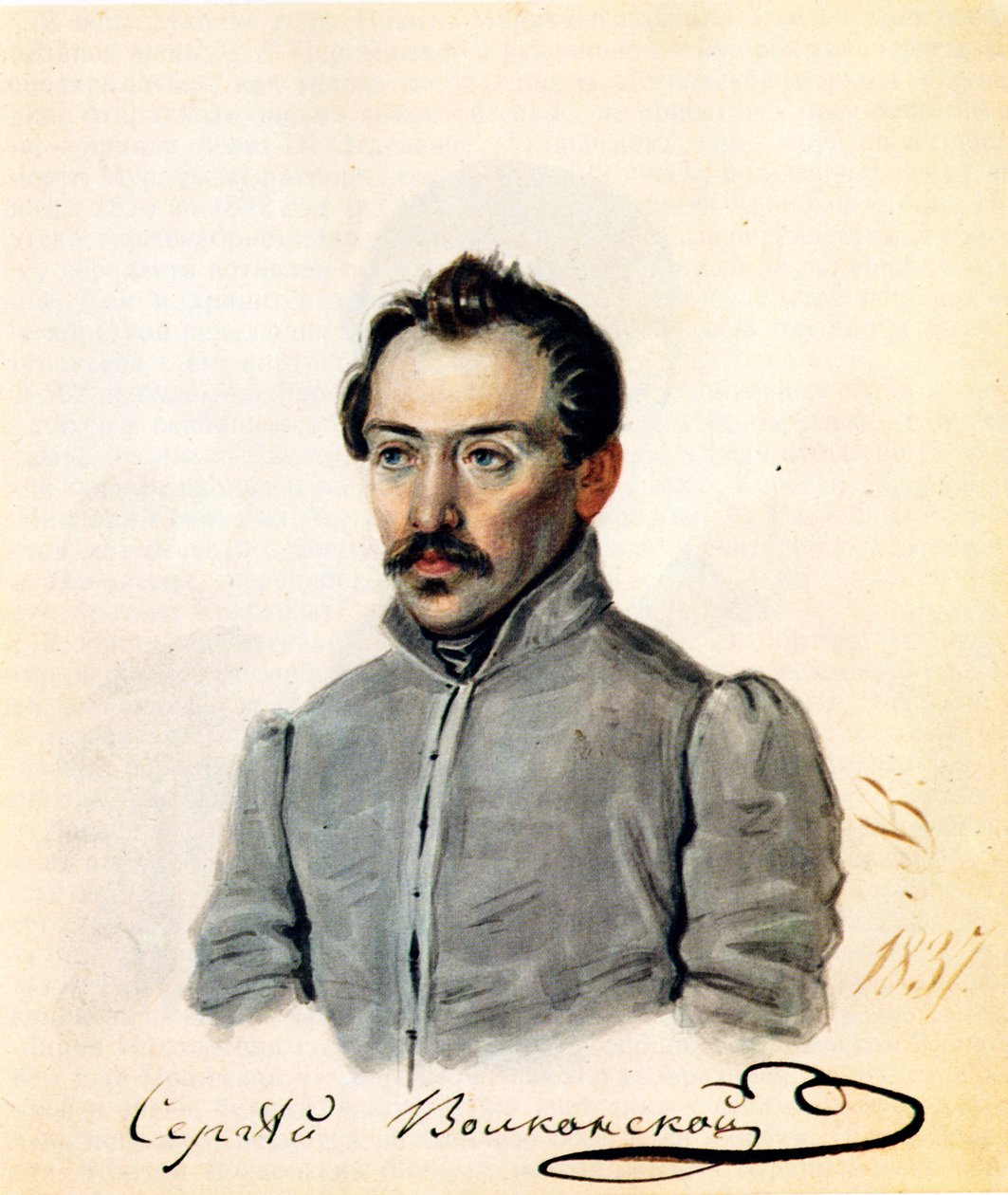 分贝计数的肖像谢尔盖·沃尔康斯基（Sergey Volkonsky），1788-1865年，1837年 作者 Nikolai Alexandrovich Bestuzhev