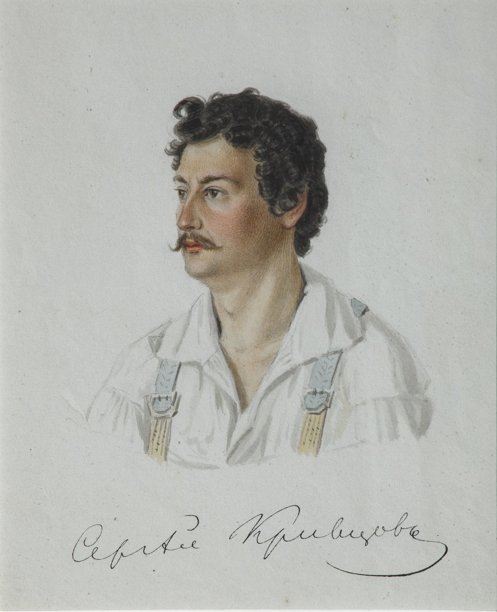 分贝主义者谢尔盖·克里夫佐夫（Sergey Krivtsov）的肖像，1802-1864年，1828年 作者 Nikolai Alexandrovich Bestuzhev