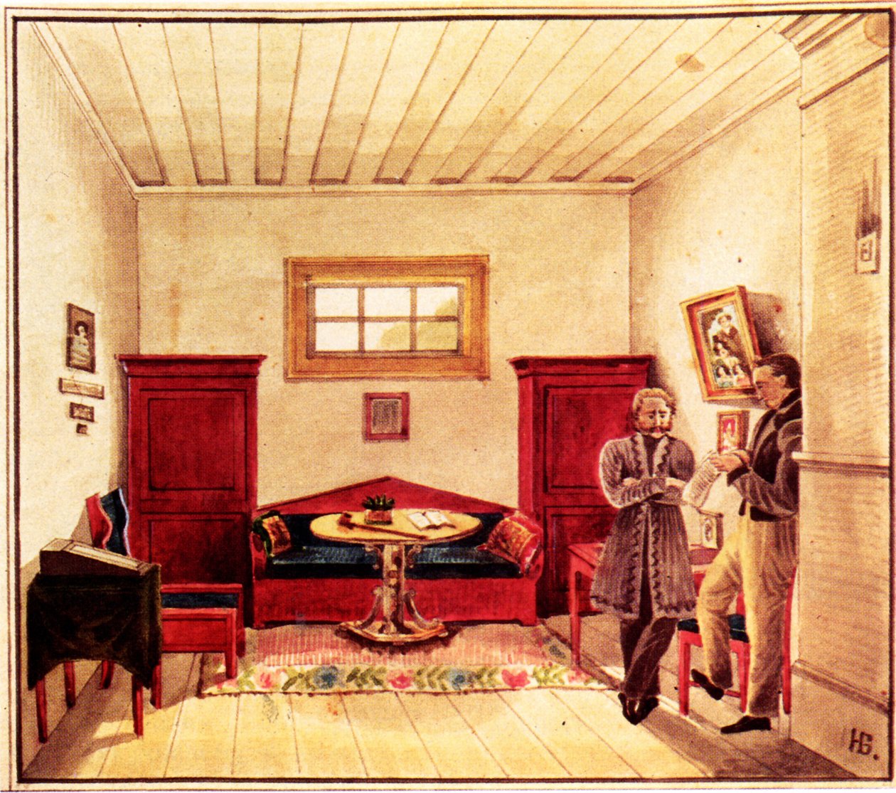 十进制主义者尼古拉·潘诺夫（Nikolai Panov）的监狱牢房1803-1850年，彼得监狱（1830-1839） 作者 Nikolai Alexandrovich Bestuzhev