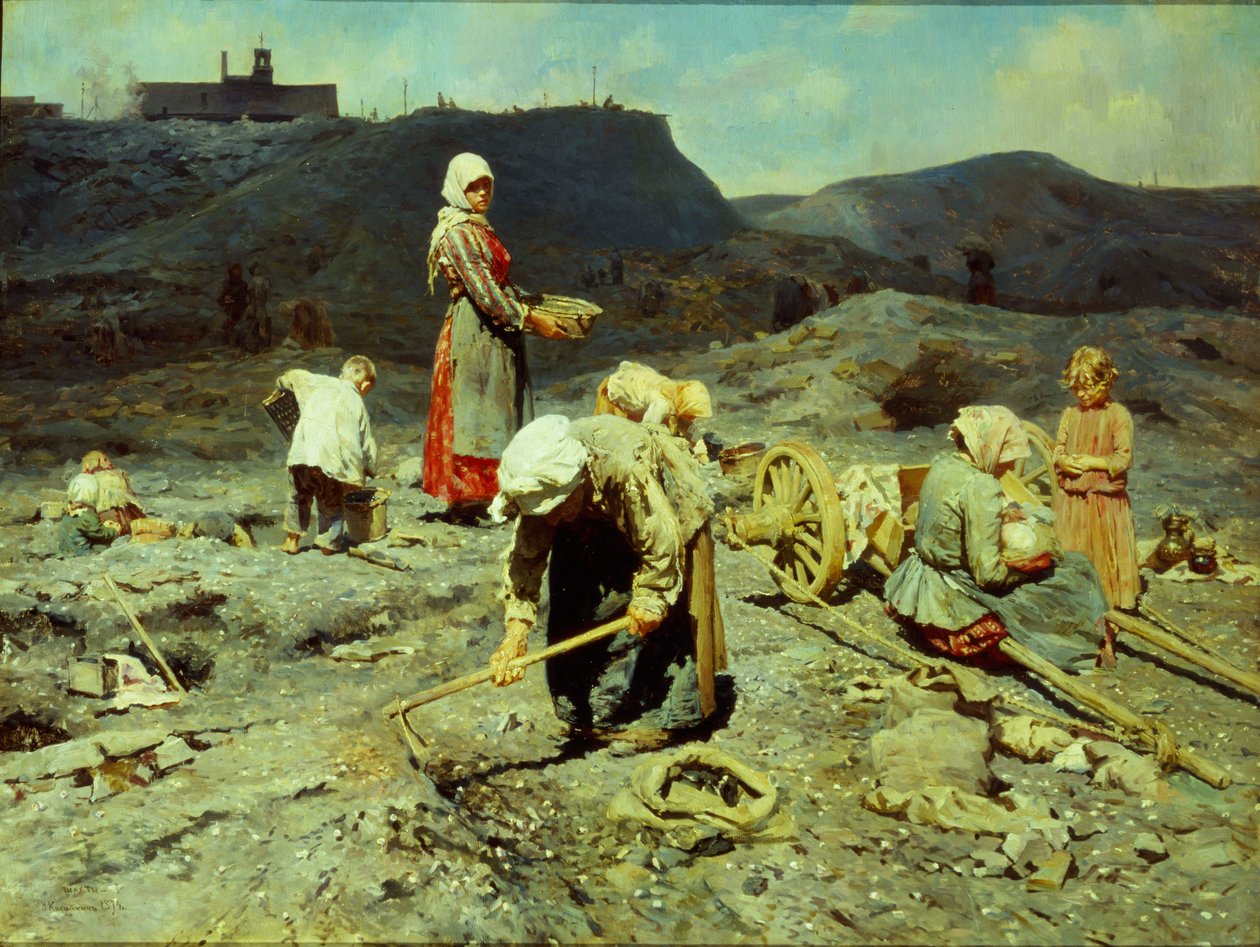 穷人，捡拾煤块，1894年。 作者 尼古拉·阿列克谢耶维奇·卡萨特金