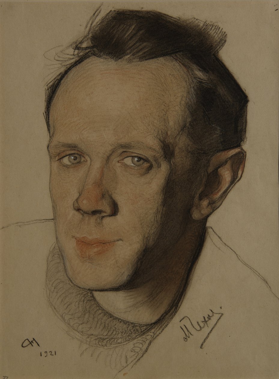 米哈伊尔·亚历山德罗维奇·契kh夫的肖像1891-1955，1921年 作者 尼古拉·安德烈耶维奇·安德烈耶夫