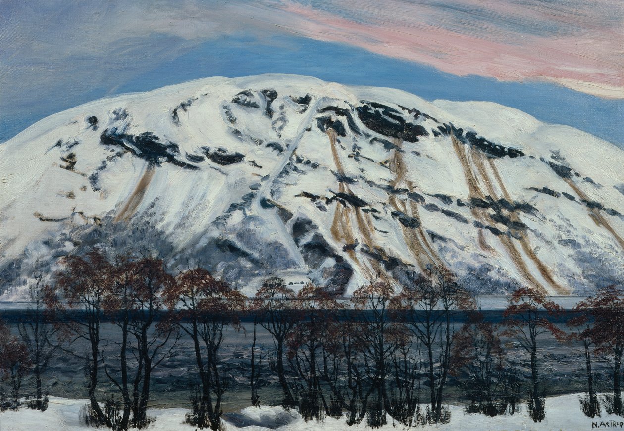四月寒冷的早晨，雪山发生雪崩 作者 尼古拉·阿斯楚普