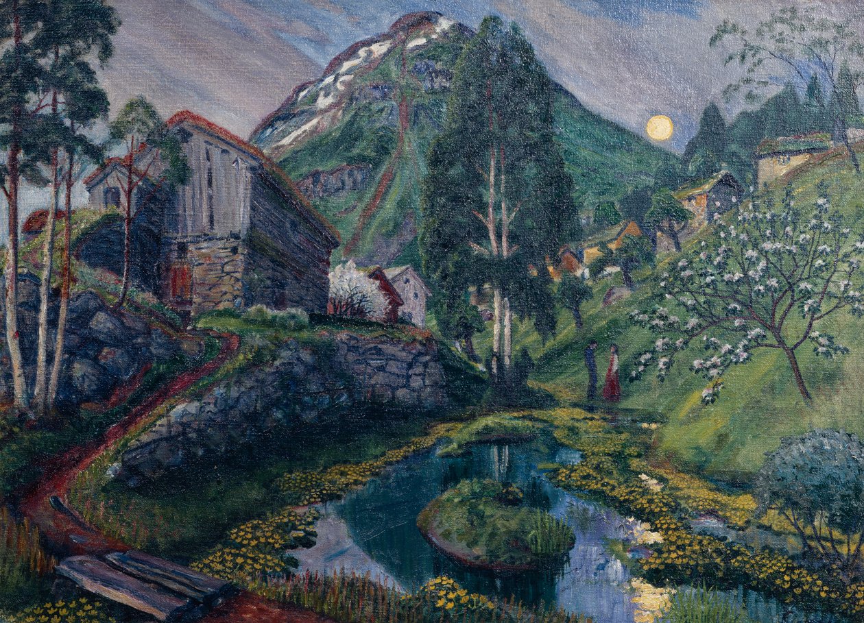 Dvergs Valley 的月光，约 1915 年（绘画） 作者 尼古拉·阿斯楚普