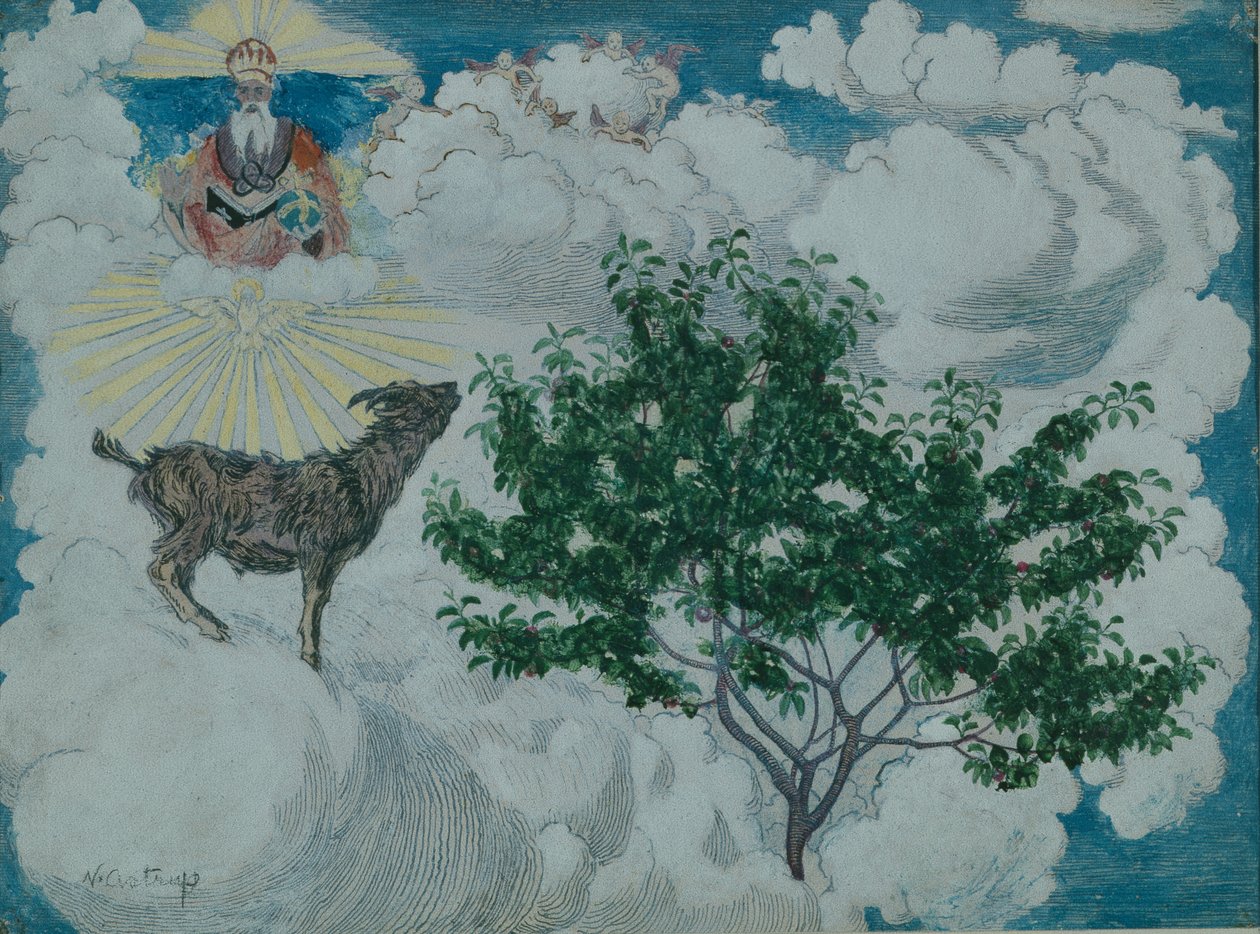 来到天堂的山羊（布面油画） 作者 尼古拉·阿斯楚普