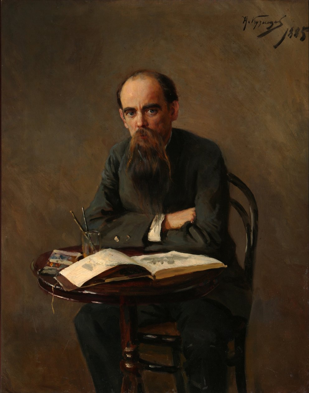 画家肖像Yefim Yefimovich Volkov 1844-1920，1885年 作者 尼古拉·德米特里耶维奇·库兹涅佐夫