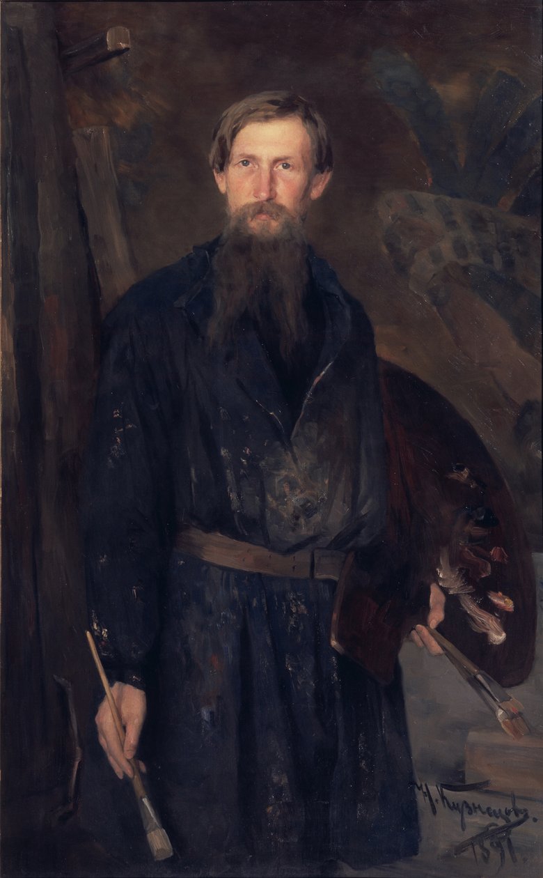 艺术家肖像维克托·瓦斯涅佐夫（Viktor Vasnetsov）1848-1926，1891年 作者 尼古拉·德米特里耶维奇·库兹涅佐夫