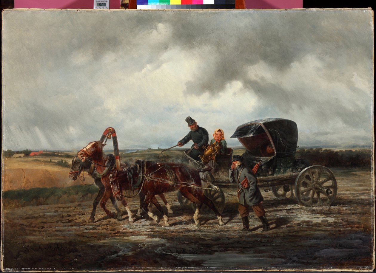 "在去拔牙的路上" 尼古拉-斯维尔奇科夫（1817-1898）的画作 1873年 私人收藏 作者 尼古拉·叶戈列维奇·斯维尔奇科夫