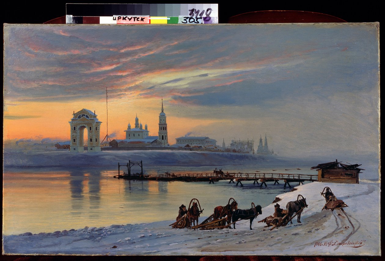 "Vue du fleuve Angara a Irkutsk en Siberie" 尼古拉-弗洛里亚诺维奇-多布罗沃尔斯基（1837-1900 年）1886 年作品，伊尔库茨克国立艺术博物馆 作者 尼古拉·弗洛里亚诺诺维奇·多布罗沃斯基
