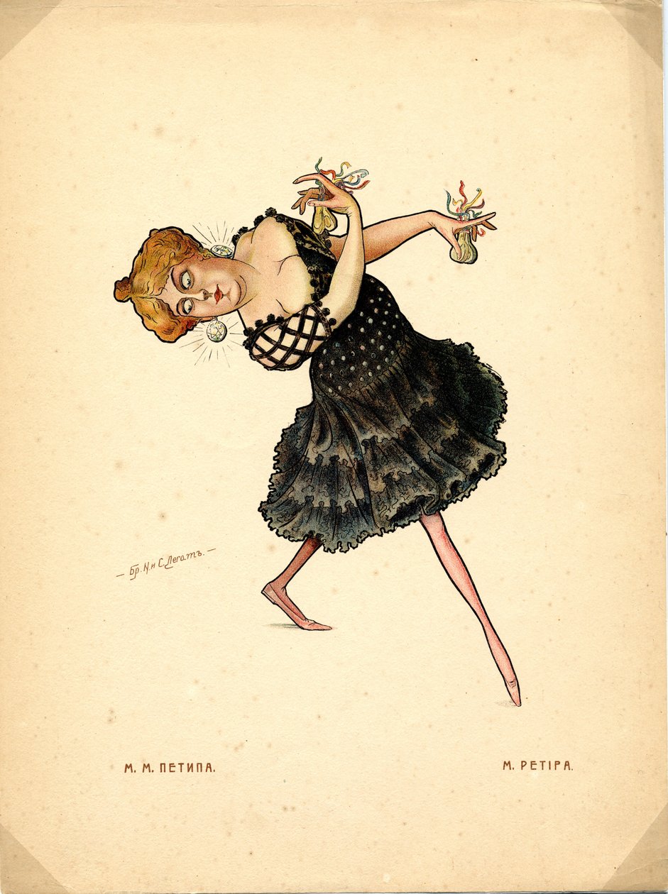 芭蕾舞演员玛丽-佩蒂帕 来自：漫画中的俄罗斯芭蕾舞团，1902-1905年 作者 尼古拉·古斯塔沃维奇的遗产