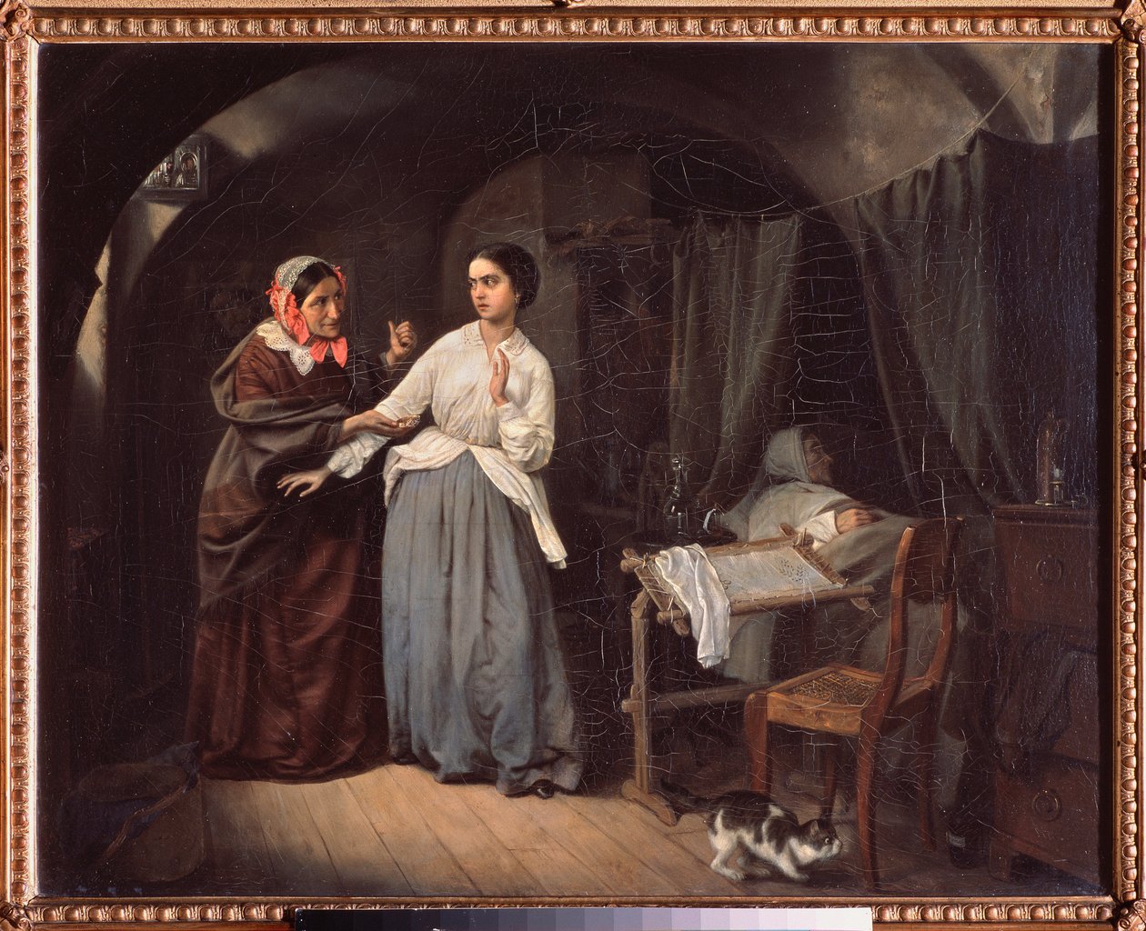 诱惑，妓女》--尼古拉-古斯塔沃维奇-希尔德（1828-1898 年）的油画，布面油画 作者 尼古拉·古斯塔沃维奇签名
