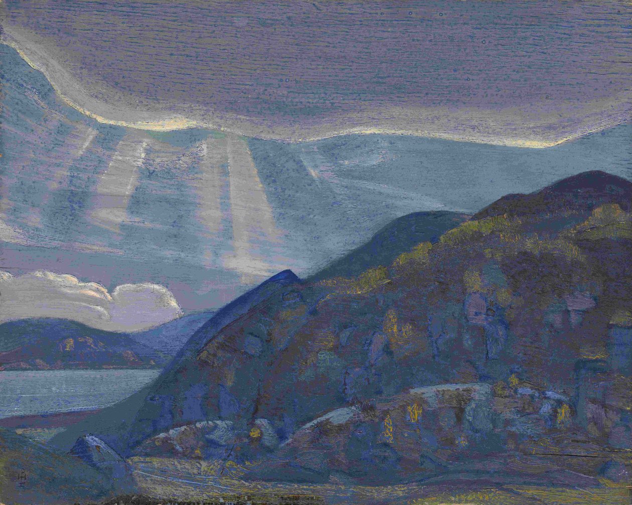 拉多加（Ladoga）系列的岩石和悬崖，1917-1918年 作者 尼古拉·康斯坦丁·诺维奇·罗里奇