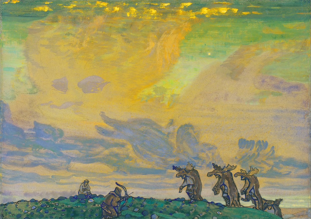 伟大的牺牲。 I. Stravinsky创作的芭蕾舞剧《春之祭》的舞台设计，摄于1910年 作者 尼古拉·康斯坦丁·诺维奇·罗里奇