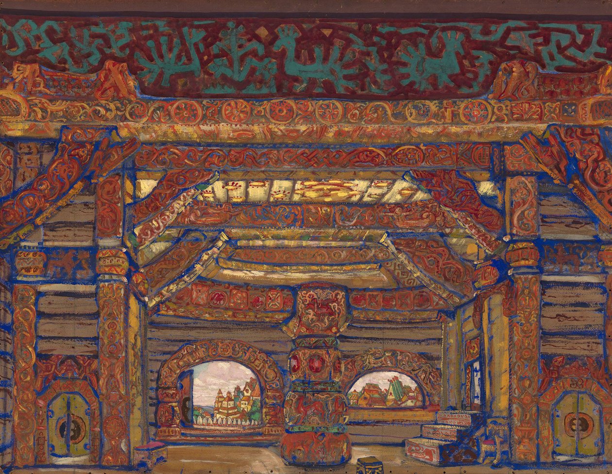 沙皇贝伦代宫。剧场剧《雪少女》的舞台设计，A。Ostrovsky，1912年 作者 尼古拉·康斯坦丁·诺维奇·罗里奇