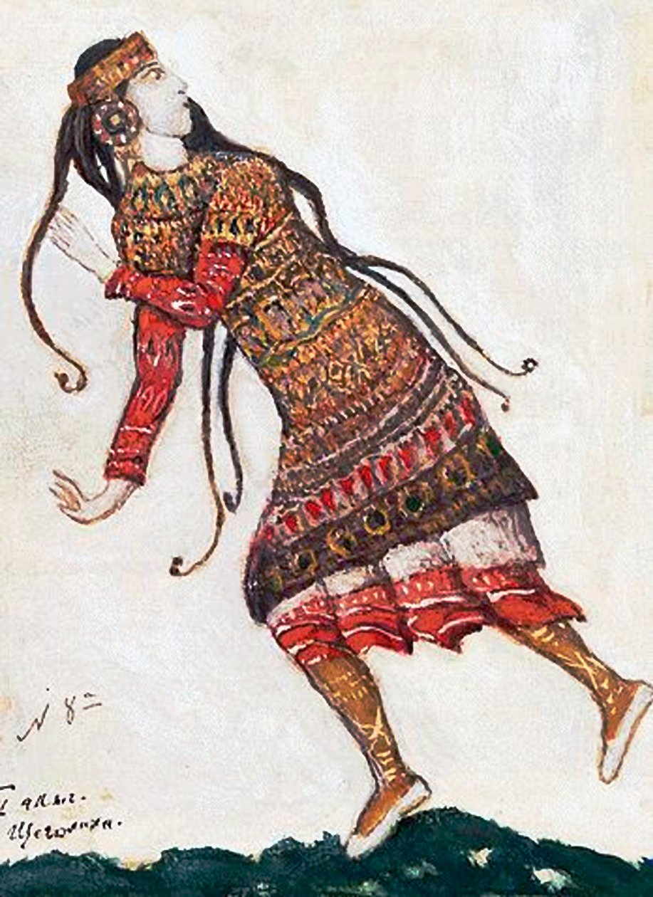 超时尚的女士。 I. Stravinsky于1912年为芭蕾舞剧《春之祭》的服装设计 作者 尼古拉·康斯坦丁·诺维奇·罗里奇