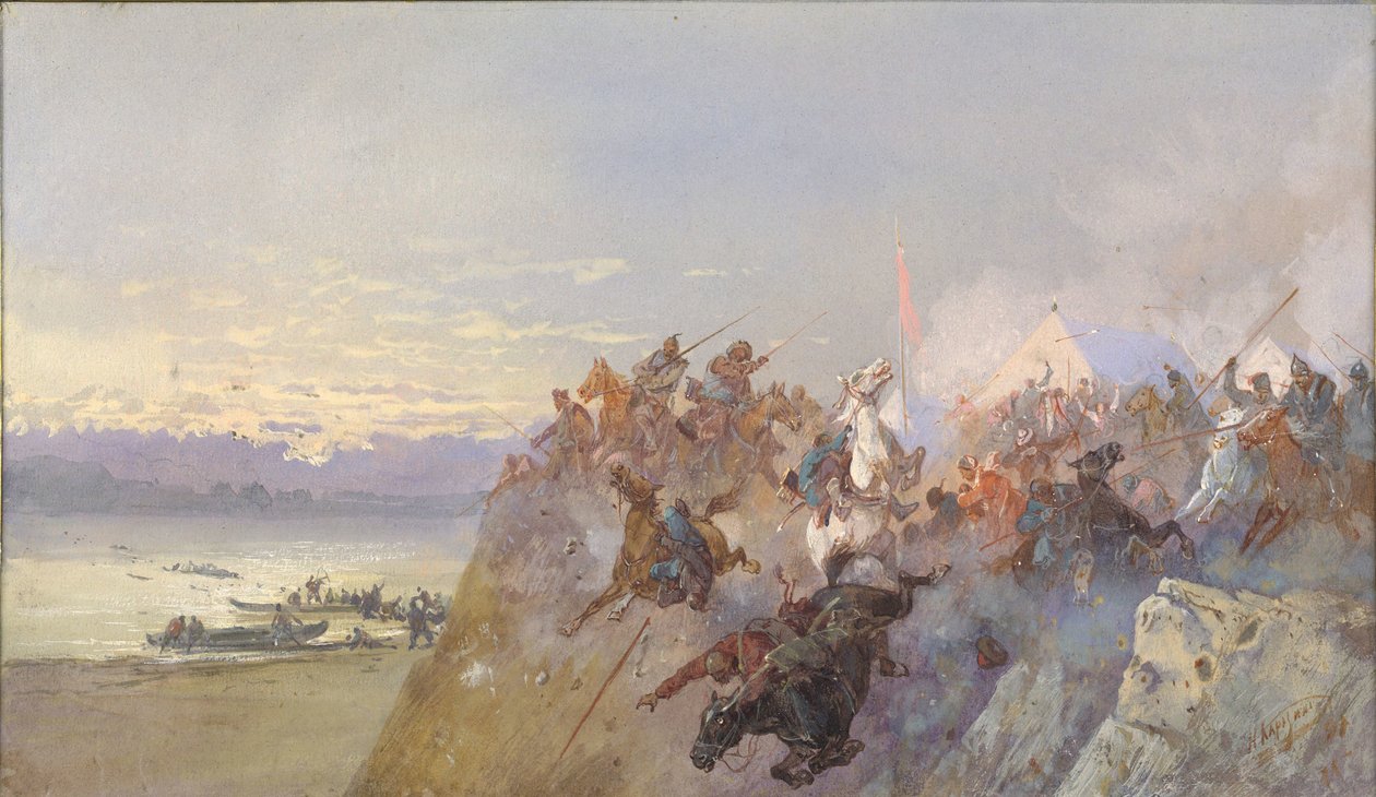 汗-库丘姆的部队最后一次失败。1598, 1891. 作者 尼古拉·尼古拉耶维奇·卡拉辛