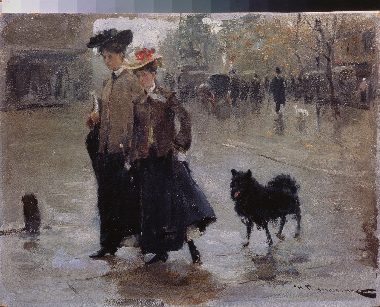 Une promenade (A Stroll) - Peinture de Nikolai Kornilovich Pimonenko (1862-1912), huile sur toile 作者 尼古拉·皮蒙年科