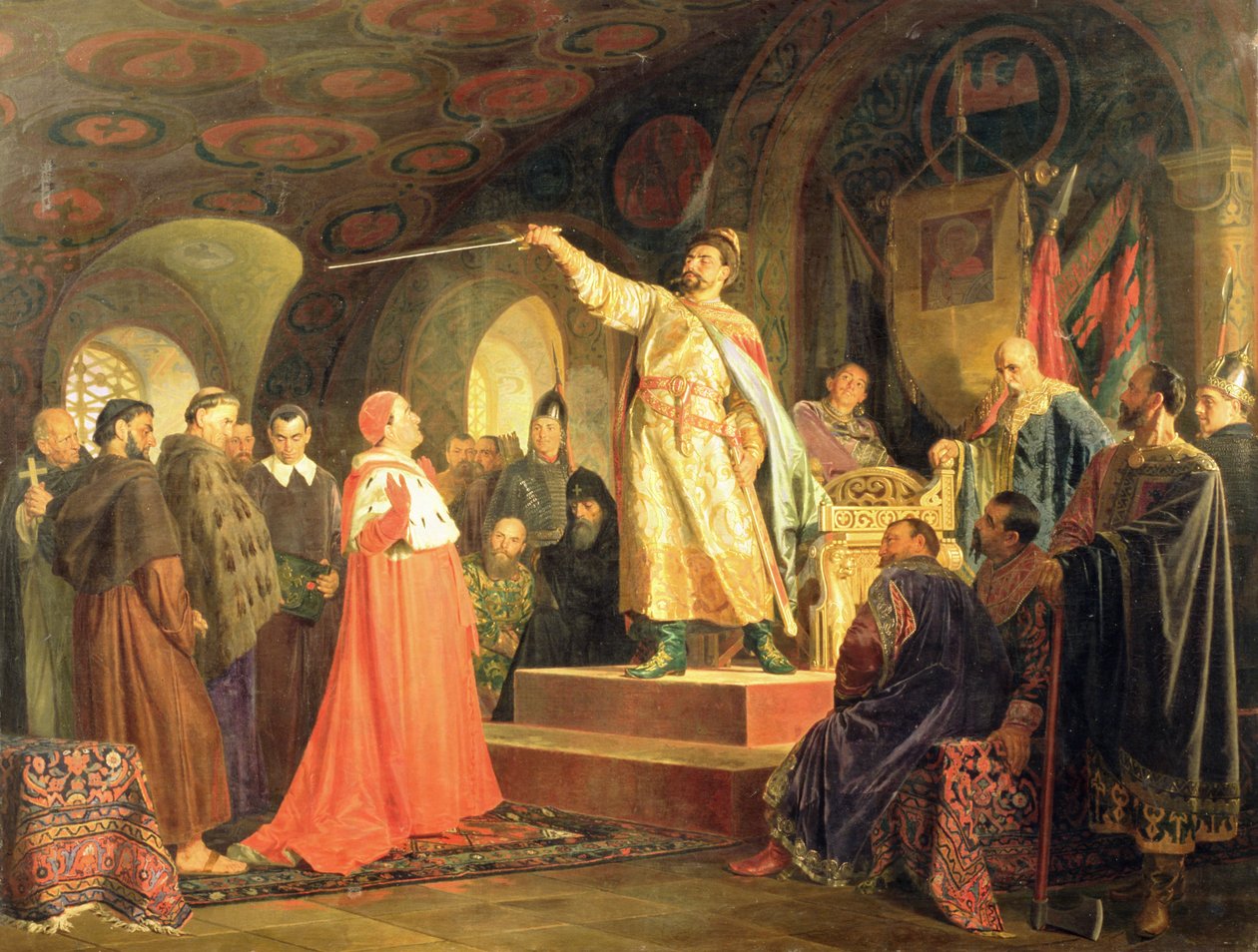 Halych-Volhynia的罗马王子接受了1875年教皇英诺森三世的大使 作者 尼古拉·瓦西里耶维奇·内夫雷夫
