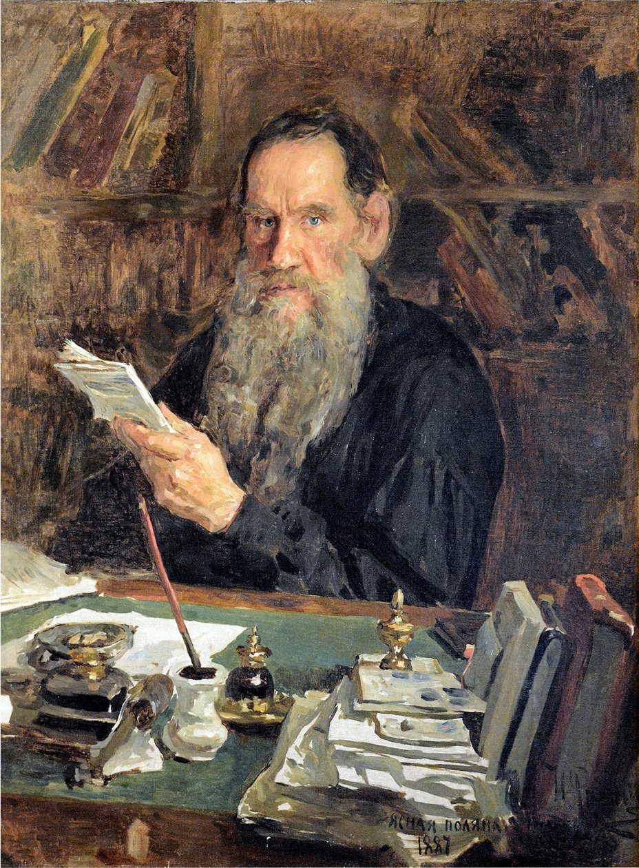 作家列夫-尼古拉耶维奇-托尔斯泰伯爵（1828-1910 年）的肖像 par Orlow, Nikolai Vasilievich (1863-1924)。布面油画，尺寸：104x84 作者 尼古拉·瓦西里耶维奇·奥尔洛夫
