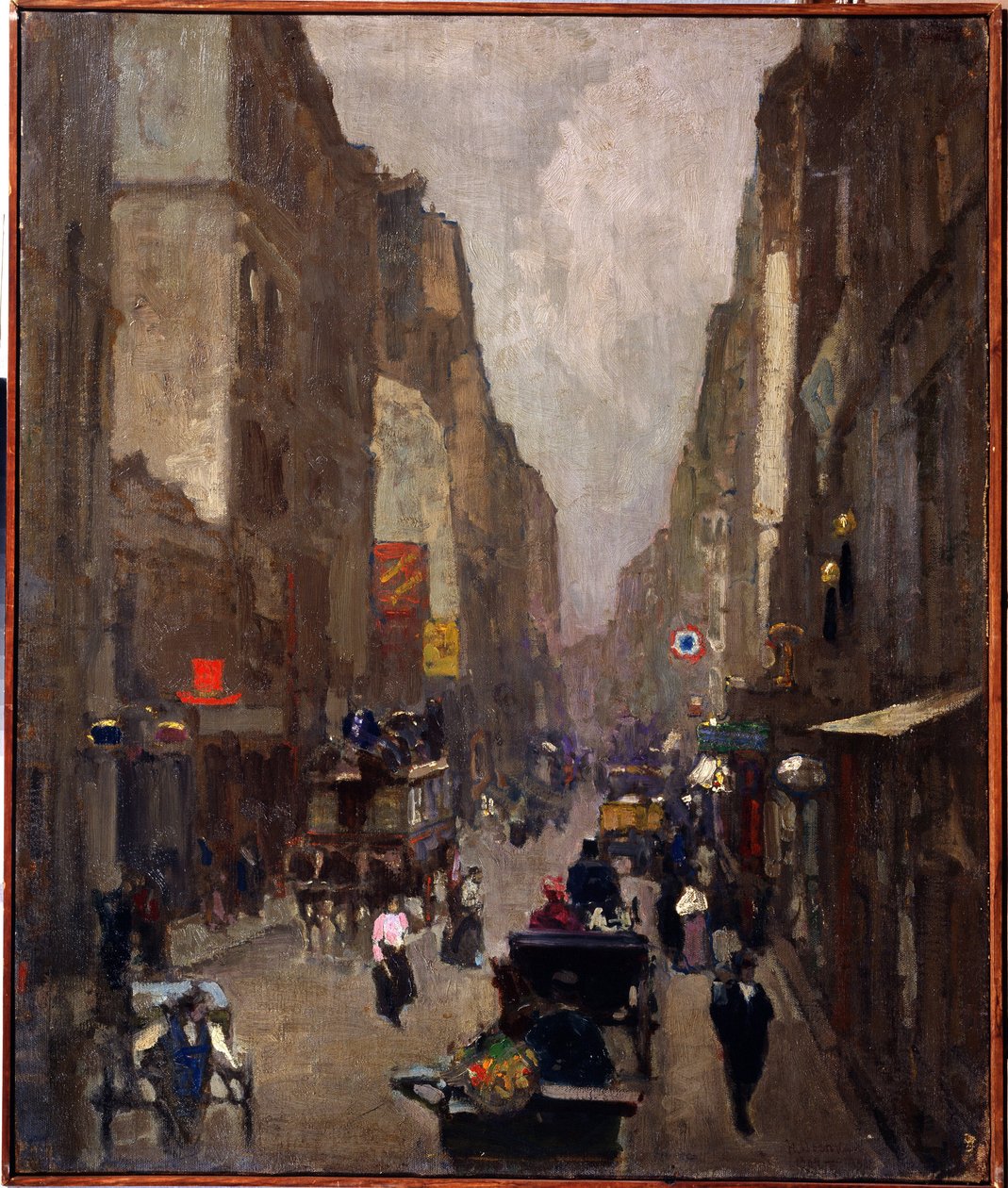 巴黎圣但尼街（Rue Saint Denis in Paris）。 尼古拉·瓦西里耶维奇·多塞金（1863-1935）的绘画。 布面油画，81.5 x 67.5 厘米 作者 尼古拉·瓦西里耶维奇·多谢金