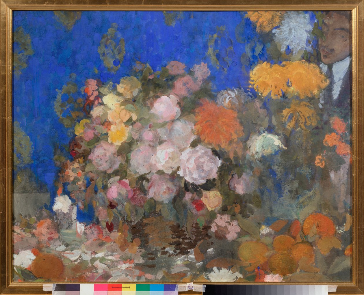 有自画像的静物 - 有自画像的静物 - Oeuvre de Nikolai Nikolayevich Sapunov (Sapounov) (1880-1912)，纸盒上的钢笔画 作者 尼古拉·尼古拉维奇·萨普诺夫