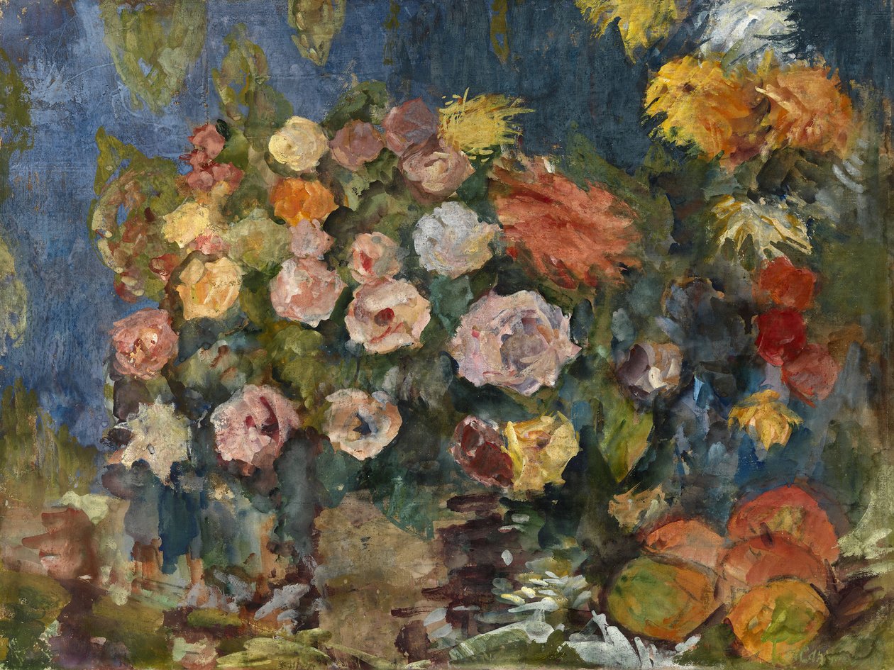花朵和水果静物画，1907年 作者 尼古拉·尼古拉维奇·萨普诺夫