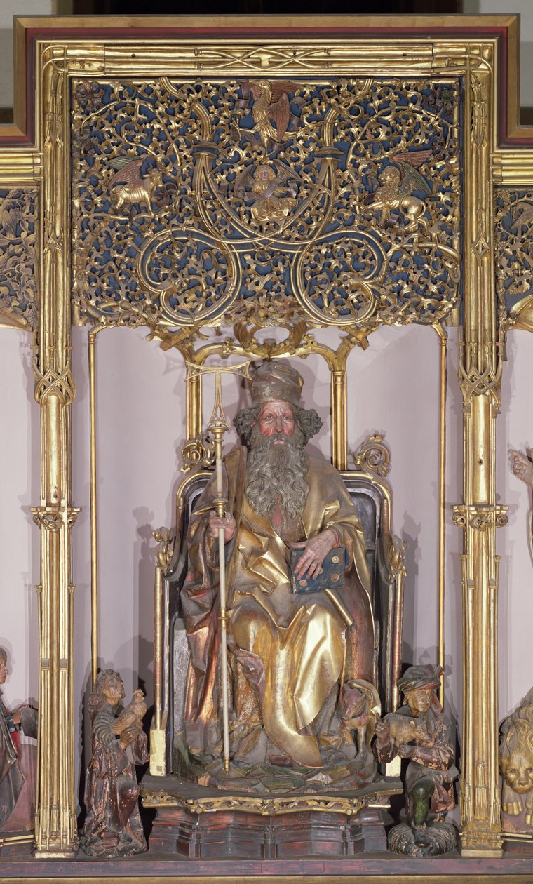 Isenheim Altarpiece，圣安东尼隐士，1490（木材上的金漆） 作者 尼古拉斯·哈格瑙尔