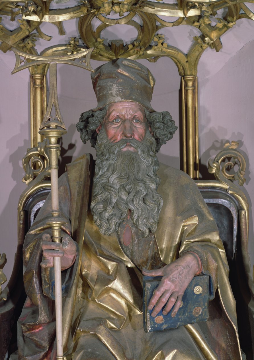 Isenheim Altarpiece，圣安东尼隐士圣安东尼的细节，c.1490金漆在木头上 作者 尼古拉斯·哈格瑙尔
