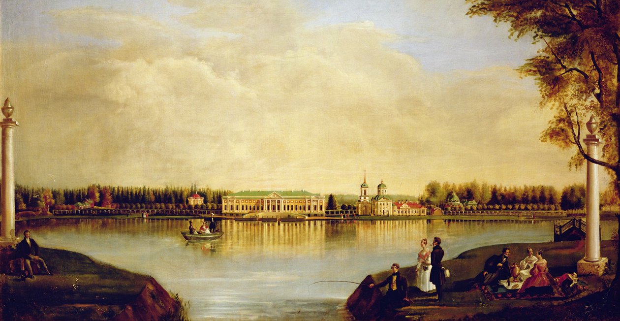 Kuskovo宫殿的看法。 1839年 作者 尼古拉·伊万诺维奇·波克柳奇尼科夫
