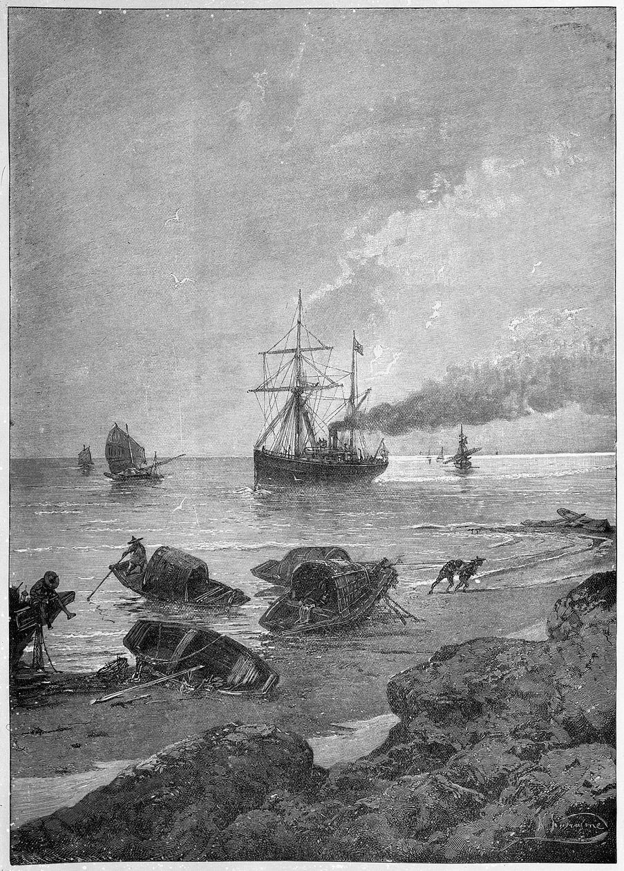 长江上的符拉迪沃斯托克轮船，是Tsarevich的“东方之旅”的一部分，1893年 作者 尼古拉·尼古拉耶维奇·卡拉津