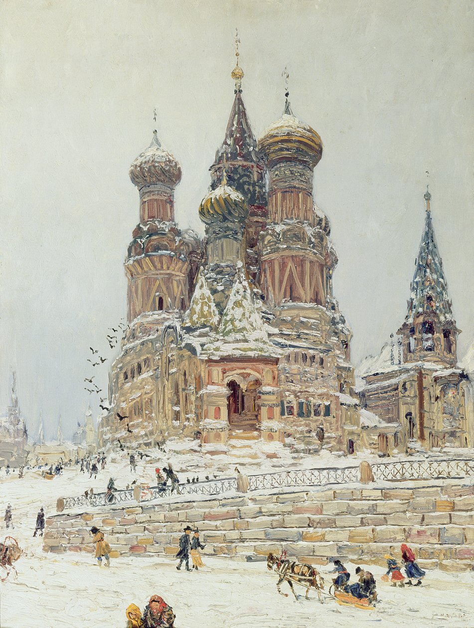 圣巴西尔大教堂，红场，莫斯科，c.1917 作者 尼古拉（Nikolay Nikanorovich）Dubovskoy