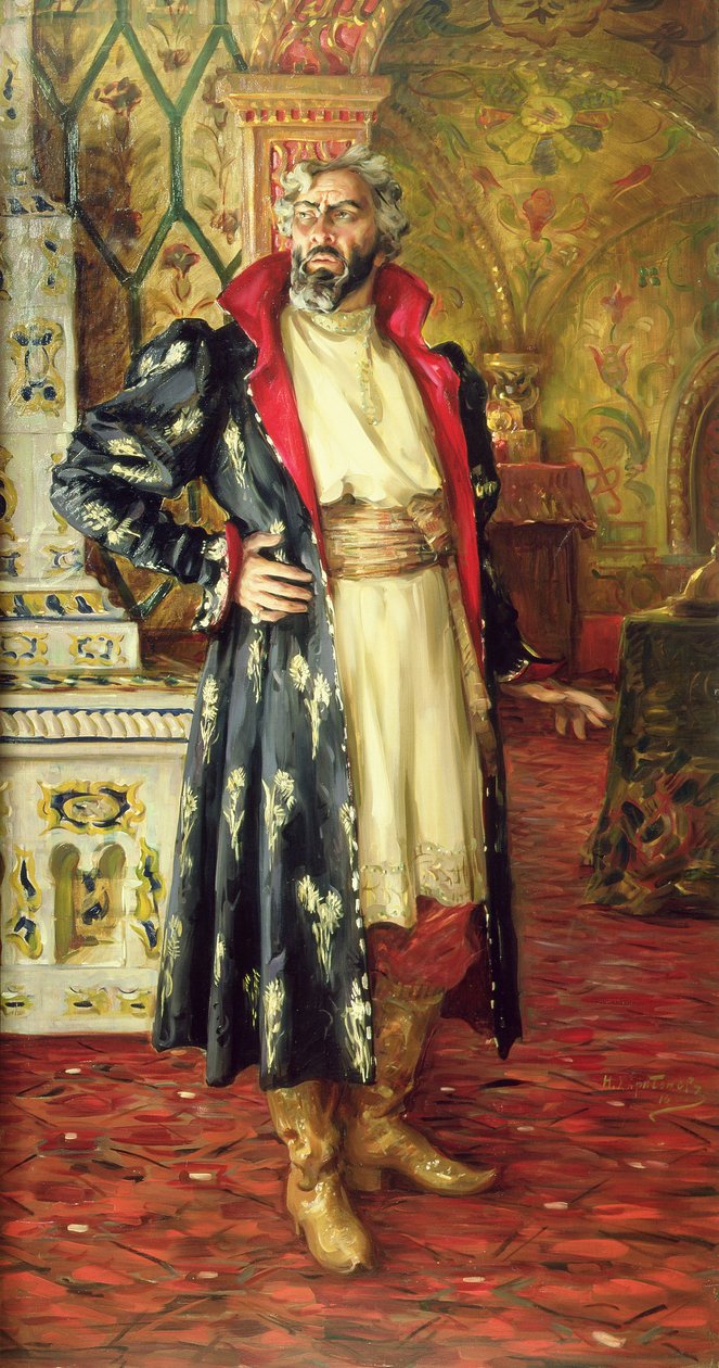Feodor Chaliapin（1873-1938）的肖像作为Boris Godunov（1551-1605）1916年 作者 尼古拉·瓦西里耶维奇·哈里通诺夫（Nikolay Vassilyevich Kharitonov）