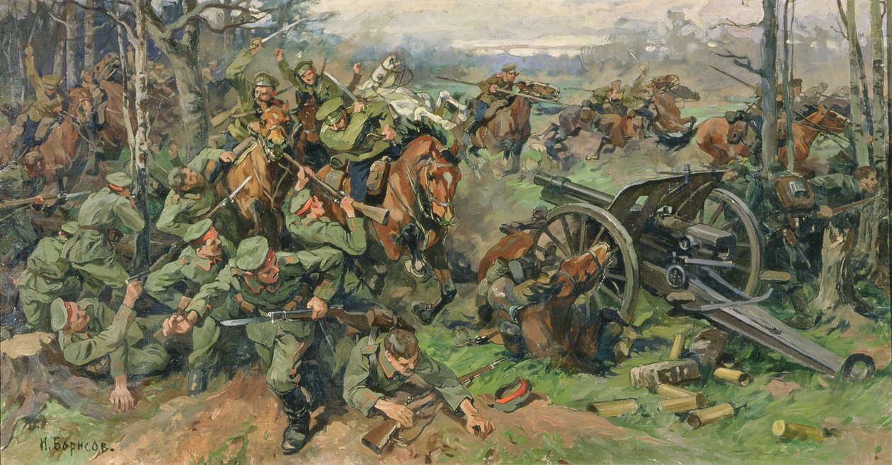 1915年俄罗斯骑兵对德国炮兵进行充电 作者 尼古拉·雅科夫列维奇·鲍里索夫（Nikolay Yakovlevich Borisov）