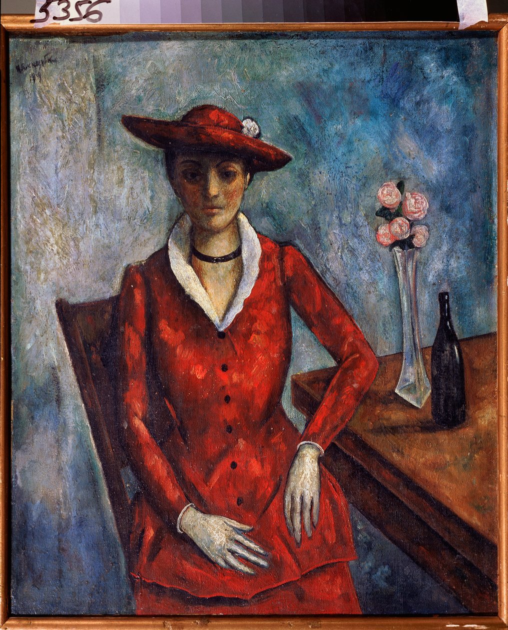红衣女人 - 尼古拉·弗拉基米罗维奇·辛祖博夫 (Nicolas Sinezouboff) (1891-1956) 绘画，布面油画 作者 尼古拉·弗拉基米罗维奇·辛祖博夫