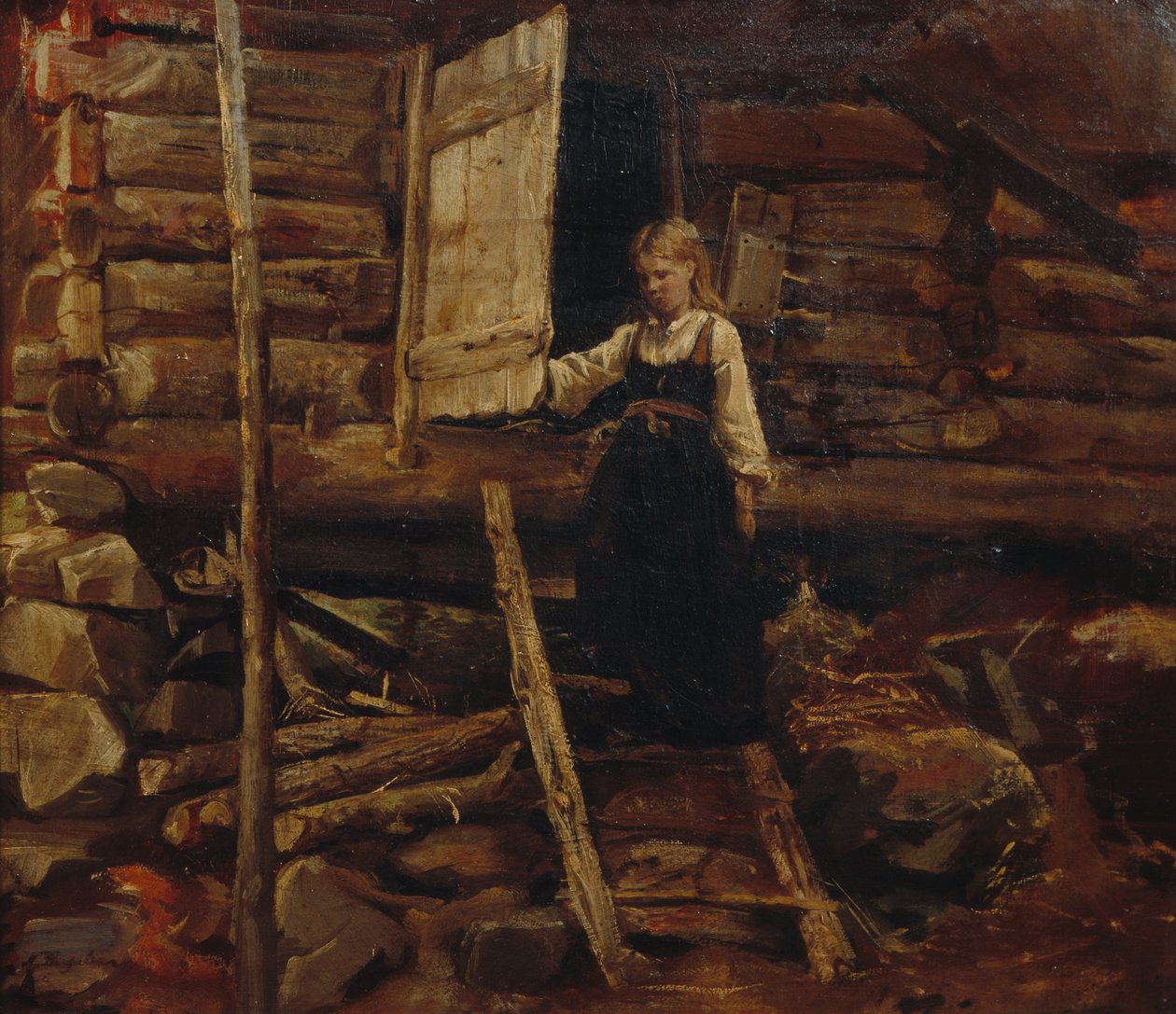 楼梯上的女孩（布面油画） 作者 尼尔斯·伯格斯林