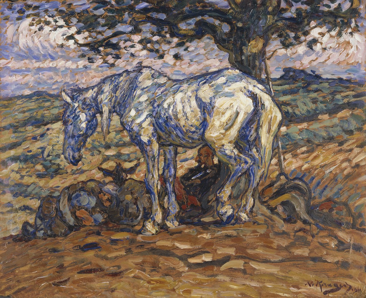 Don Quihotes Horse Rosinante，1911年（纸上油） 作者 尼尔斯·克鲁格