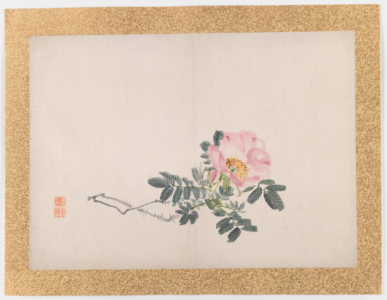 无题（粉红玫瑰），1855年（纸上的墨水和浅色） 作者 西山Ho